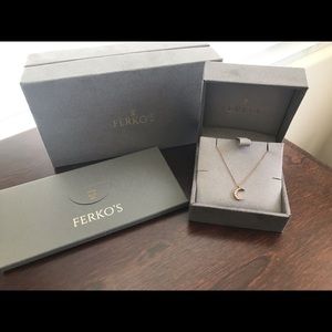 Diamond + Rose Gold Crescent Moon Pendent